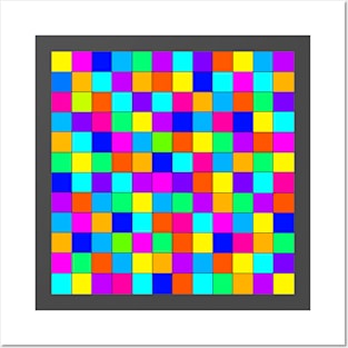 Random Colorful Squares With Black Lines Posters and Art